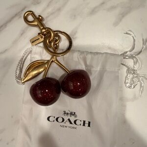 Coach Gold and Sparkling Red Cherry Bag Charm